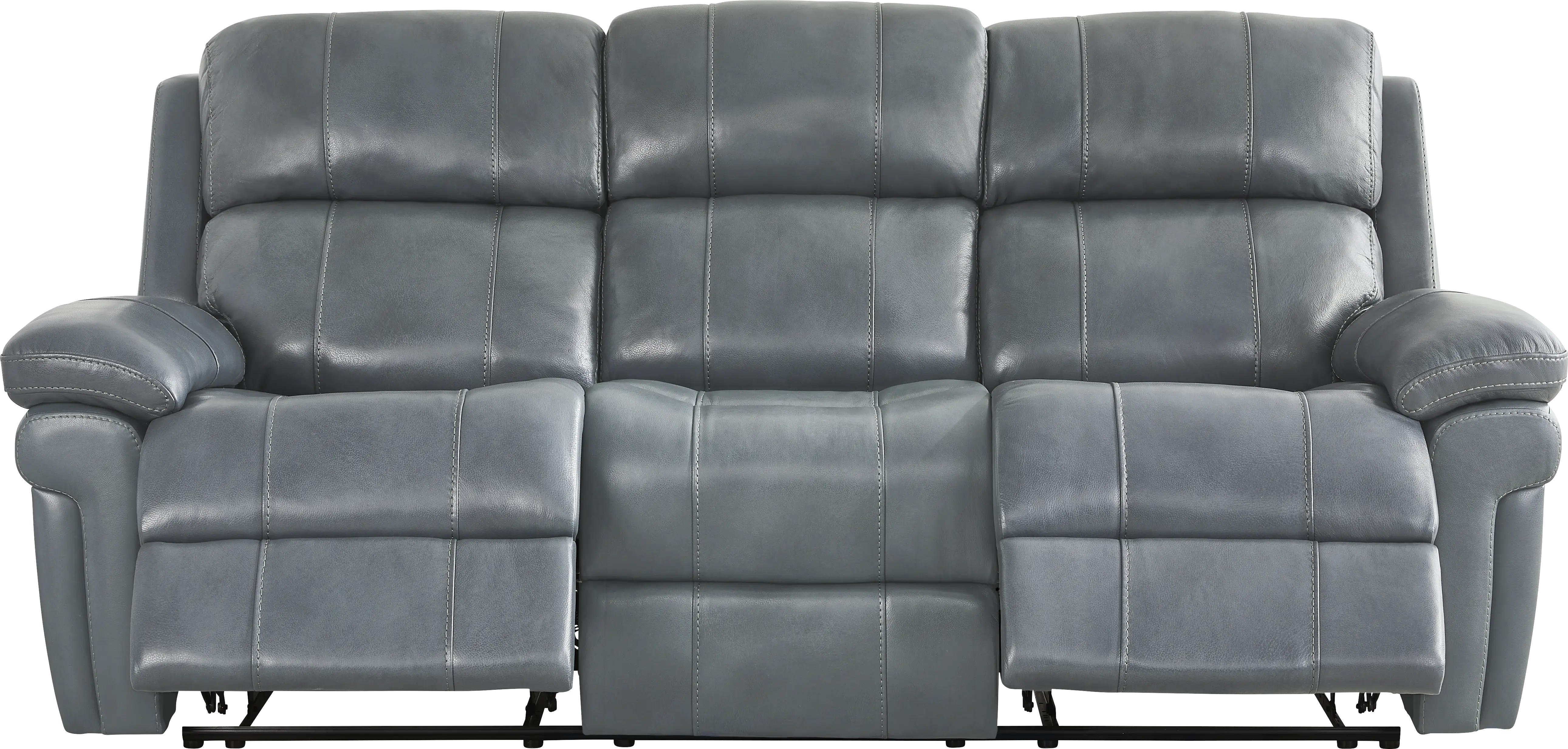Trevino Lane Blue Leather 2 Pc Reclining Living Room - Thumbnail - Image 7