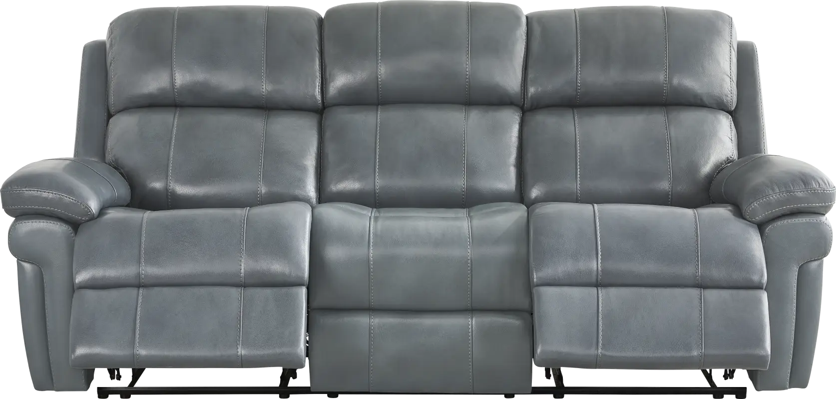 Trevino Lane Blue Leather Reclining Sofa