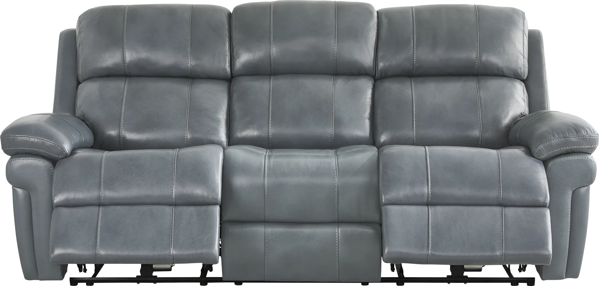 Trevino Lane Blue Leather Dual Power Reclining Sofa - Image 1