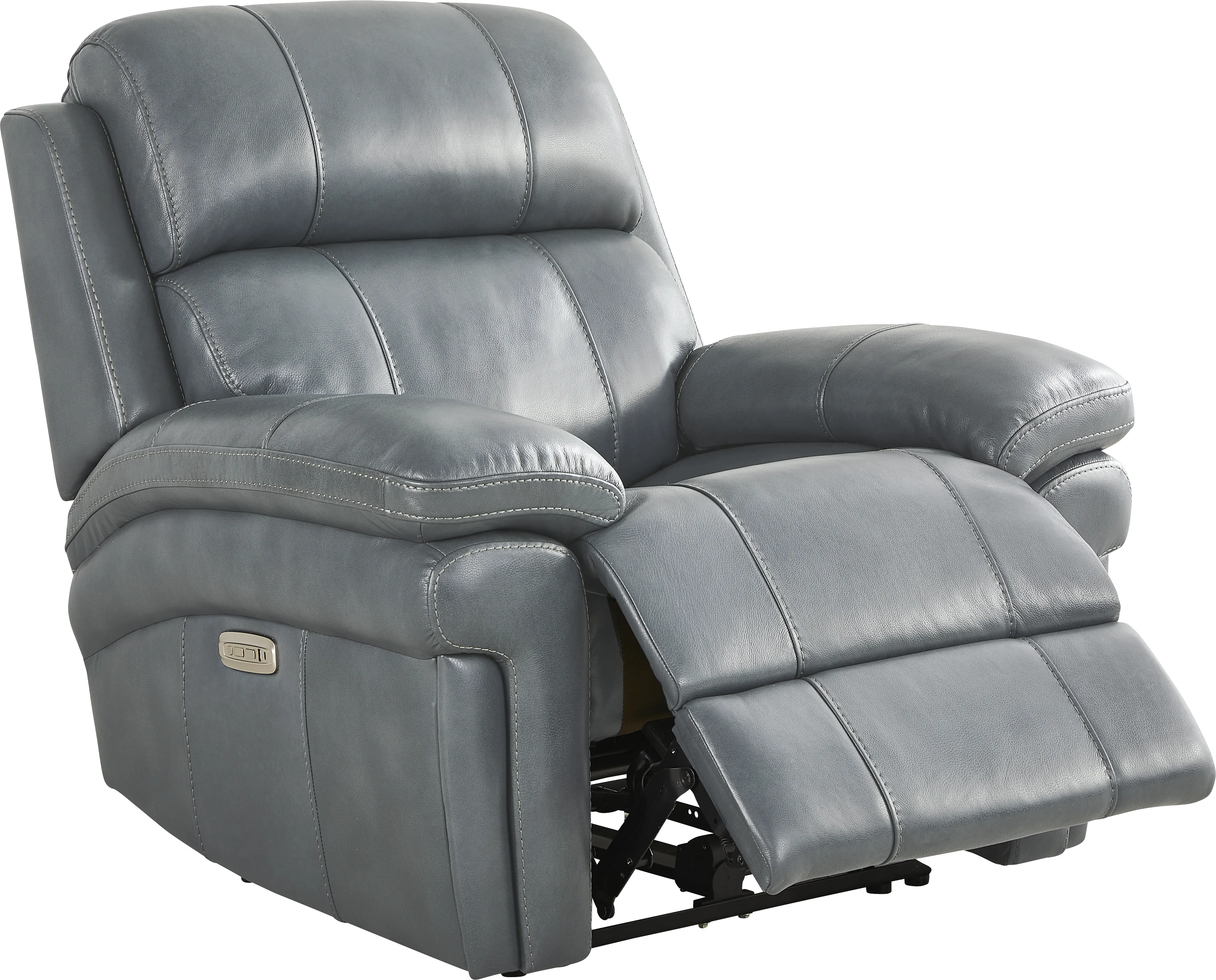 Trevino Lane Blue Leather Dual Power Recliner - Thumbnail - Image 1