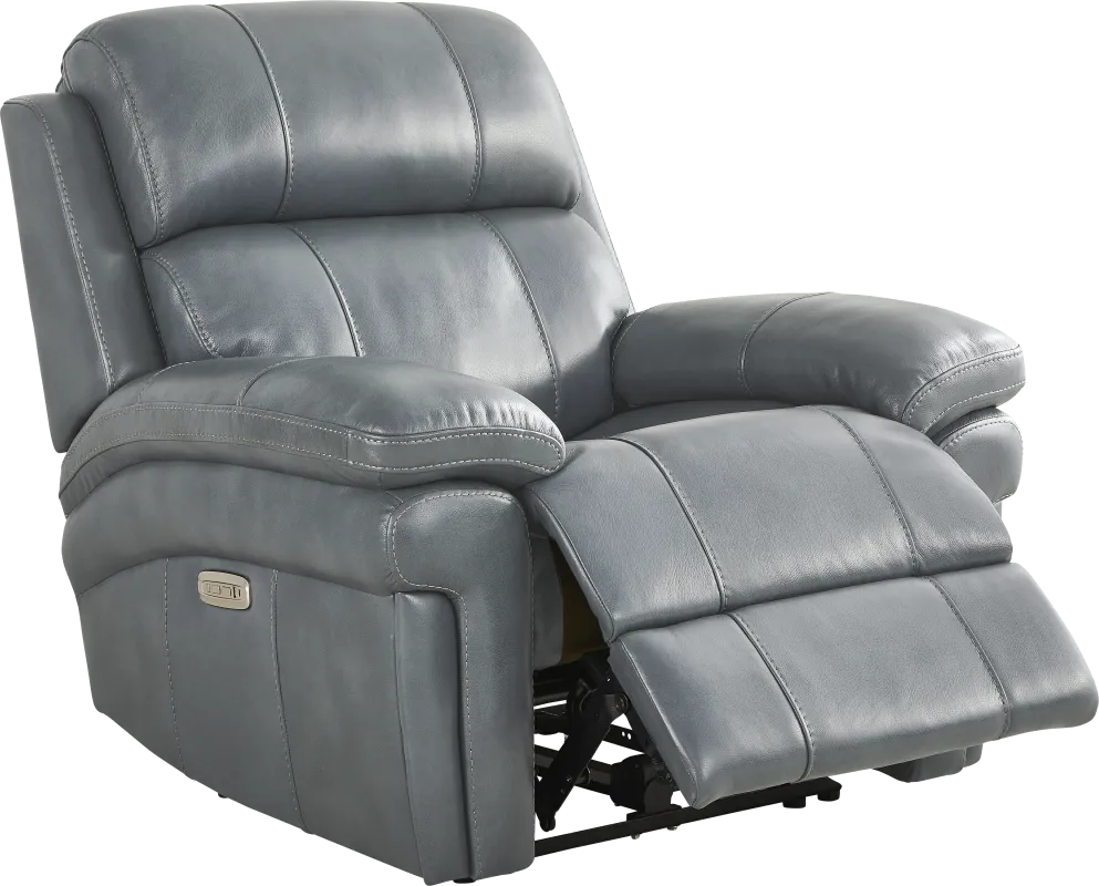 Trevino Lane Blue Leather Dual Power Recliner