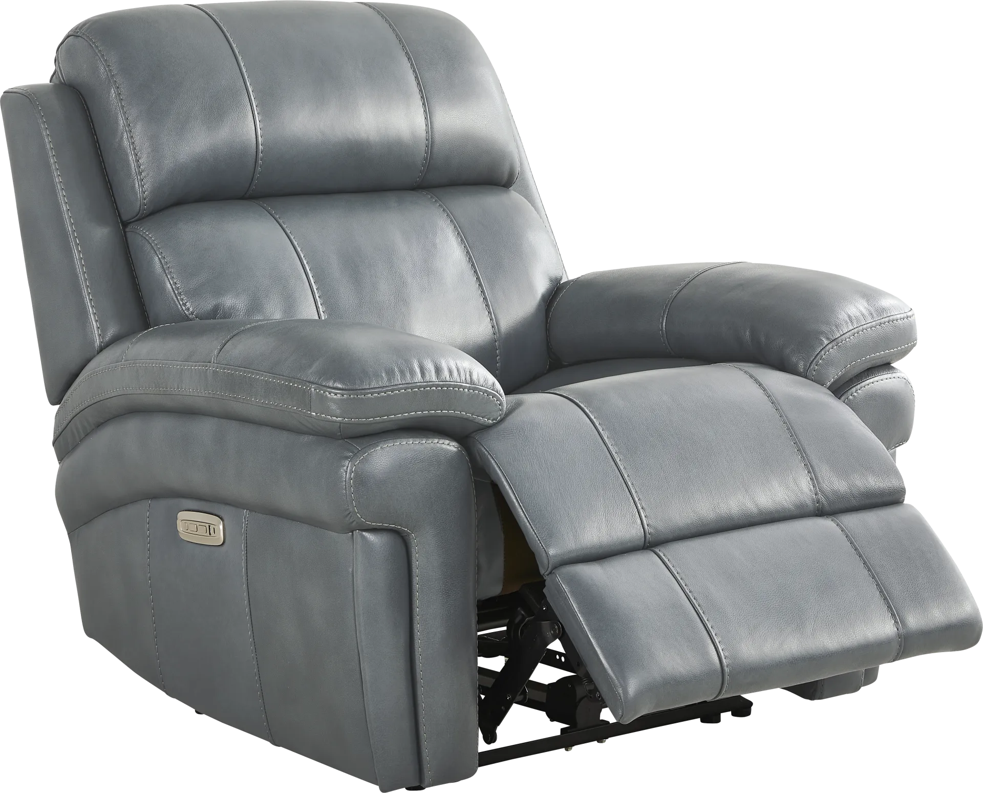 Trevino Lane Blue Leather Dual Power Recliner - Image 1