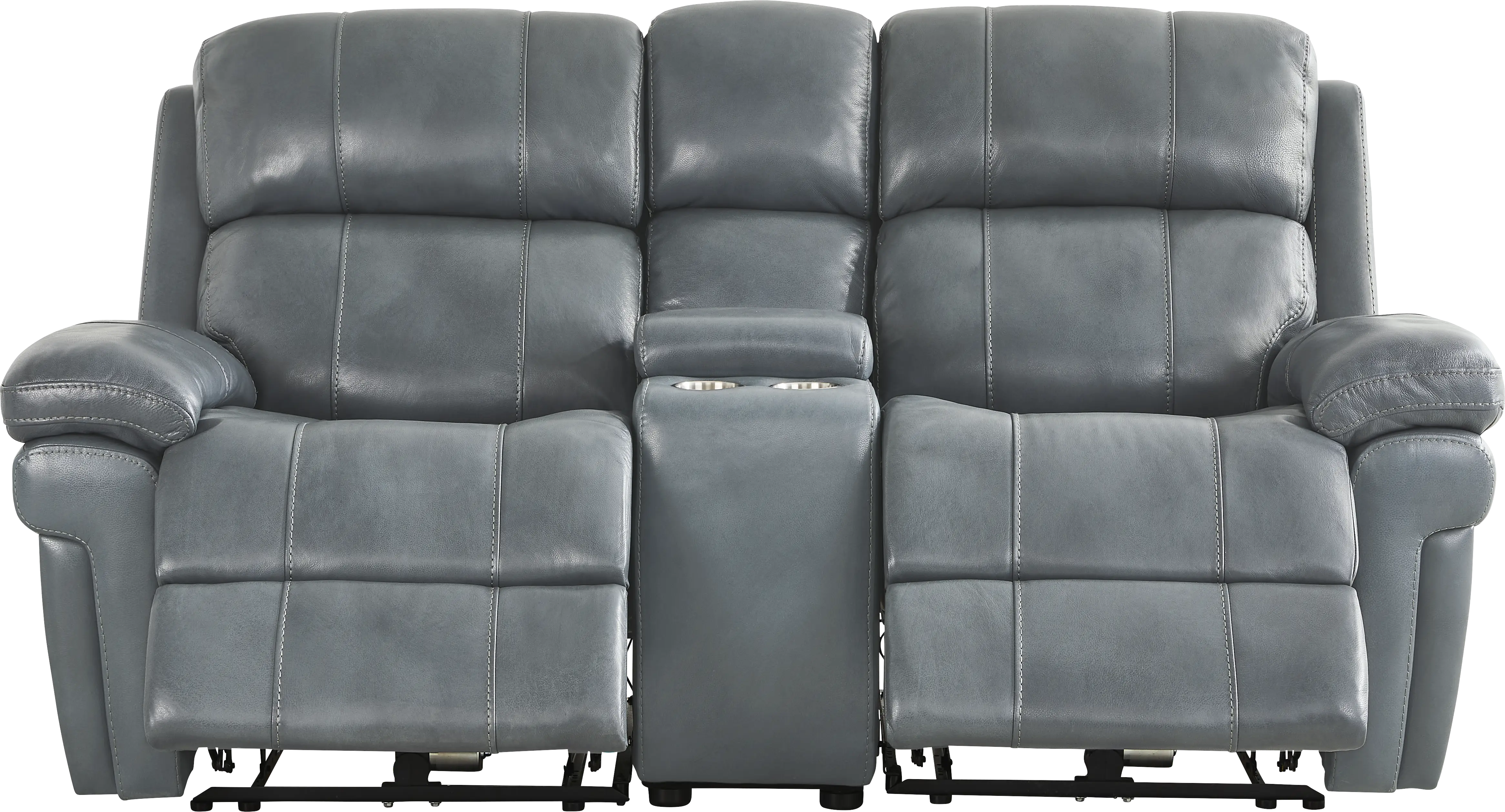 Trevino Lane Blue Leather 2 Pc Reclining Living Room - Thumbnail - Image 2