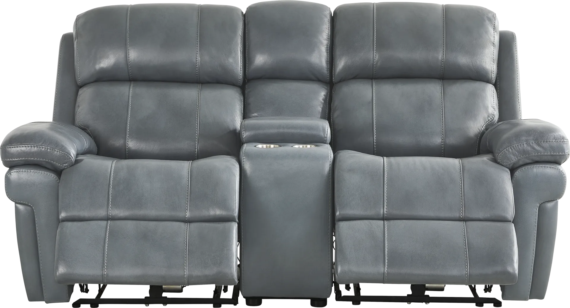 Trevino Lane Blue Leather 2 Pc Reclining Living Room - Image 2