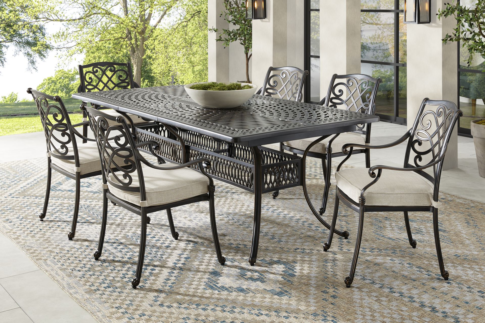 Carina Bronze 87-112 in. Rectangle Extension Outdoor Dining Table - Image 2