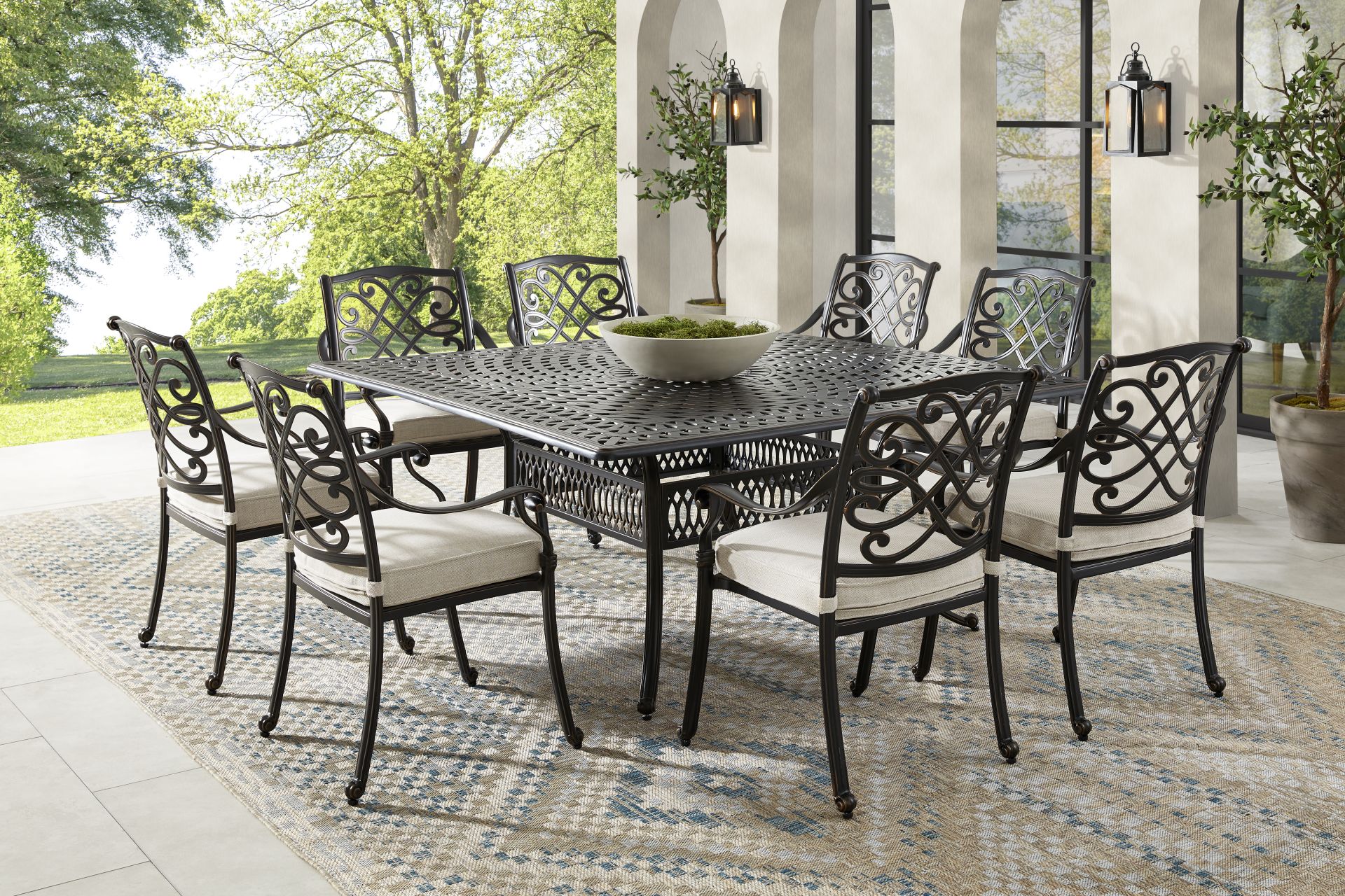 Carina Bronze 9 Pc Square Outdoor Dining Set with Desert Cushions - Image 1