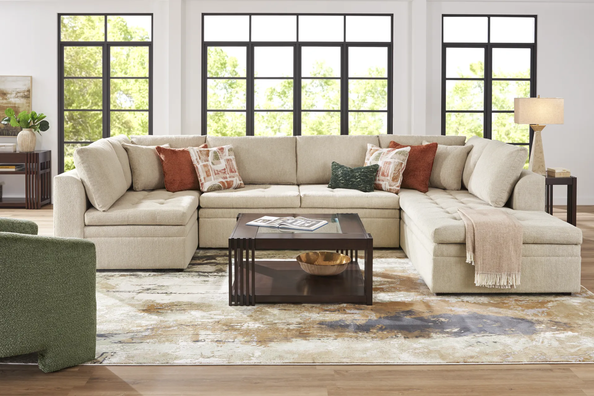 Sheridan Place Putty 3 Pc Sleeper Sectional - Image 1
