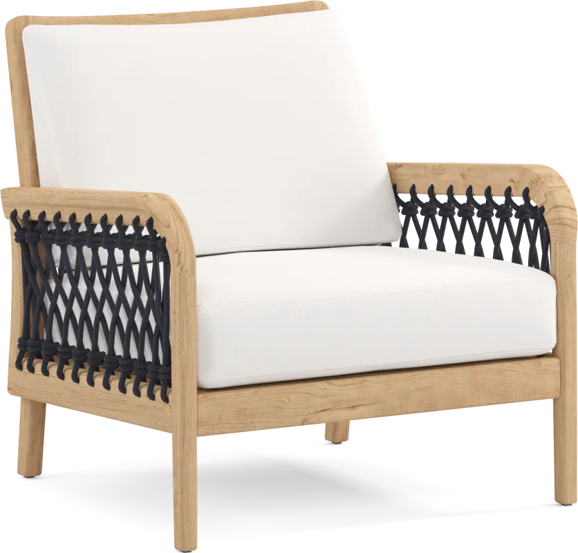 Riva Blonde Outdoor Club Chair with White Cushions