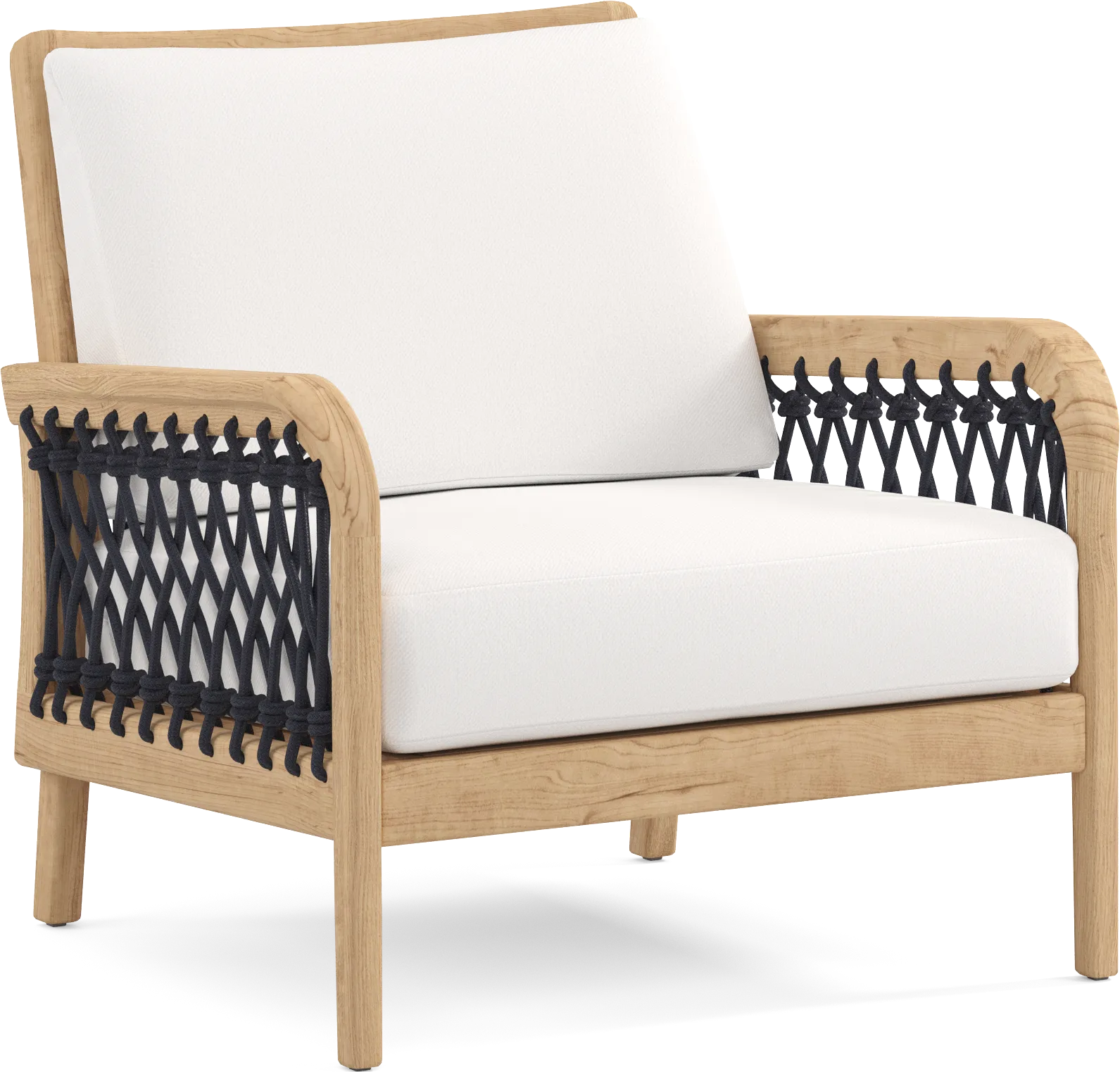 Riva Blonde Outdoor Club Chair with White Cushions - Image 1
