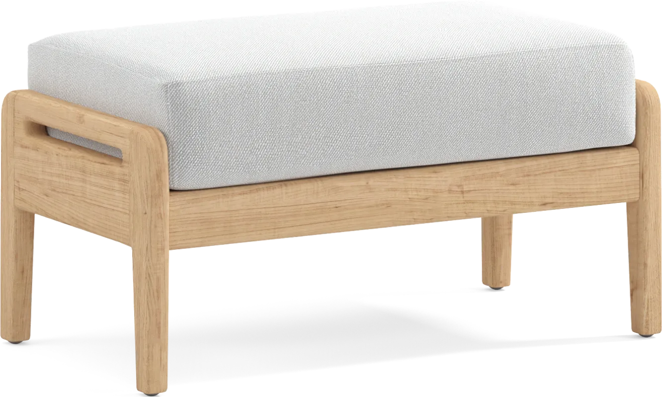Riva Blonde Outdoor Ottoman with Dove Cushion