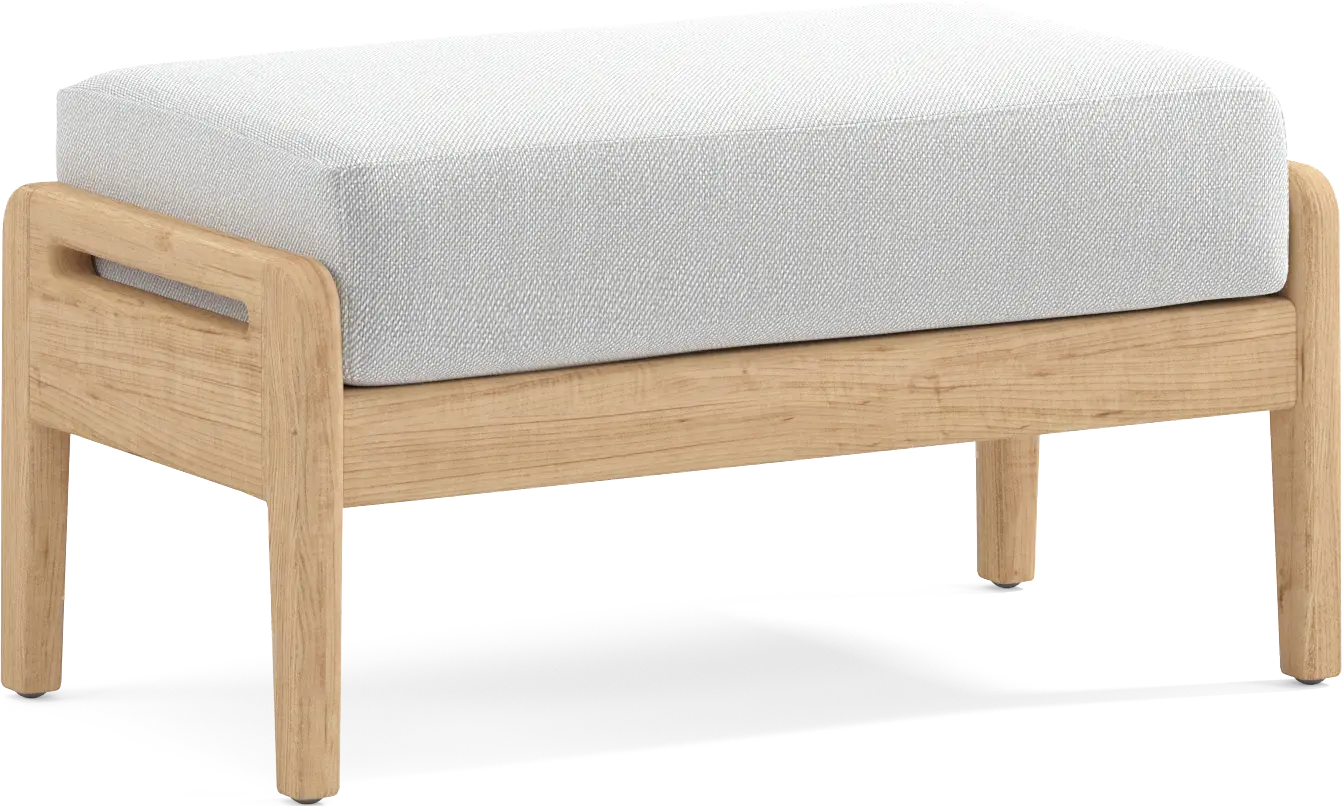 Riva Blonde Outdoor Ottoman with Dove Cushion