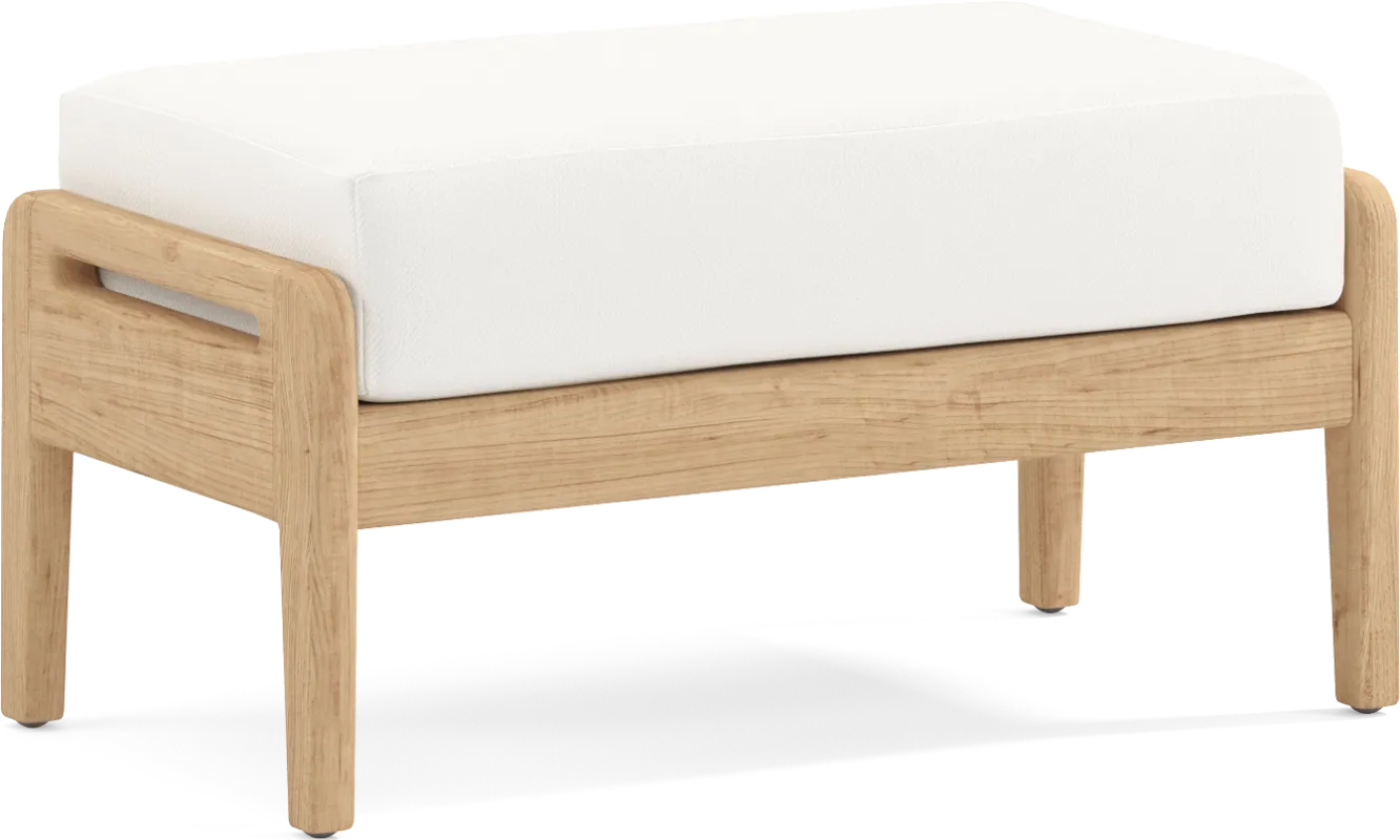 Riva Blonde Outdoor Ottoman with White Cushion