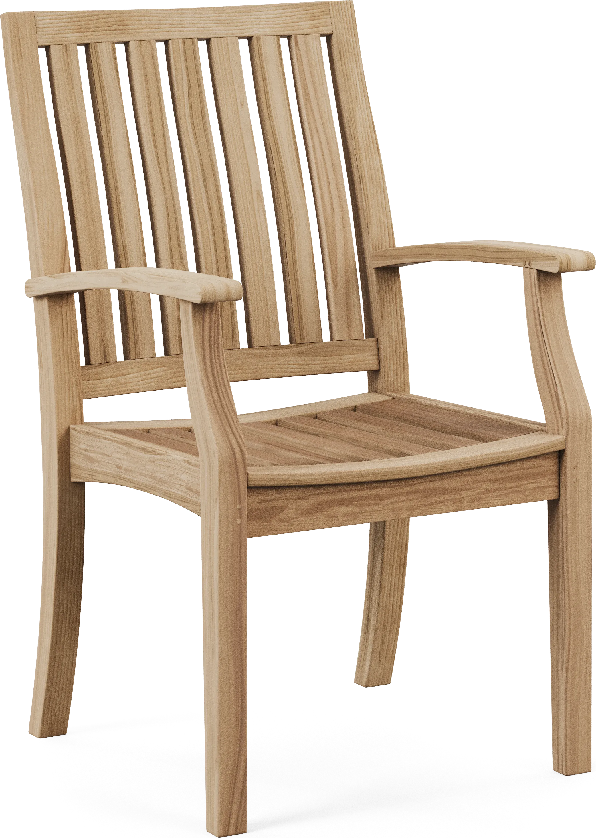 Pleasant Bay Teak Outdoor Slat Back Arm Chair - Thumbnail - Image 1