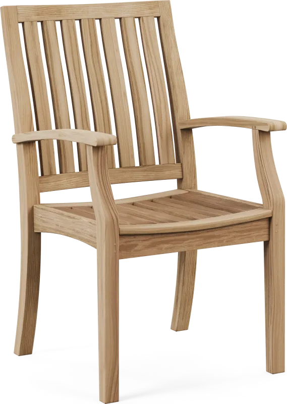 Pleasant Bay Teak Outdoor Slat Back Arm Chair