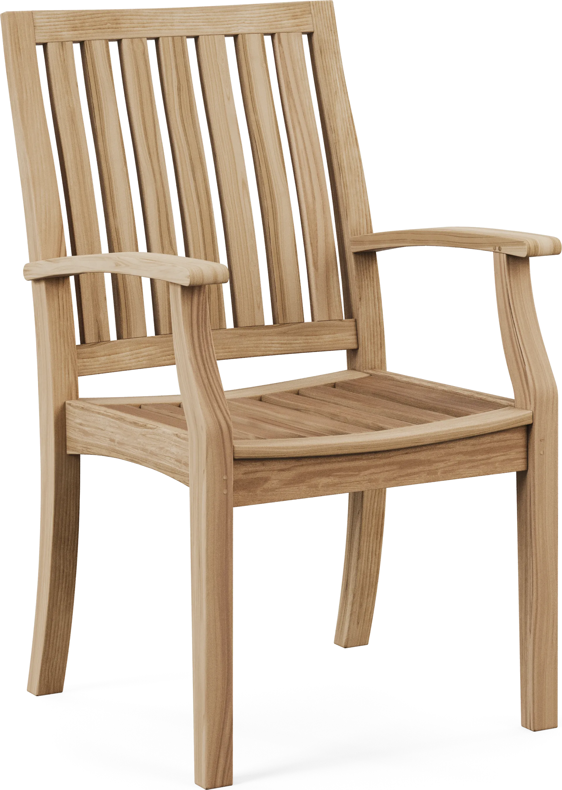 Pleasant Bay Teak Outdoor Slat Back Arm Chair - Image 1