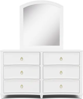 Kids Jaclyn Lane White Dresser and Mirror