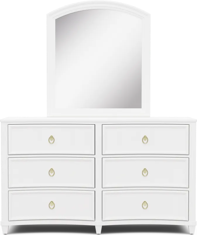 Kids Jaclyn Lane White Dresser and Mirror