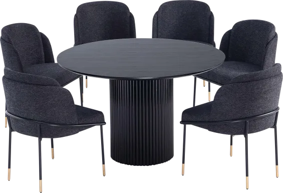 Bermuda Black and Black 7 Pc Dining Table Set