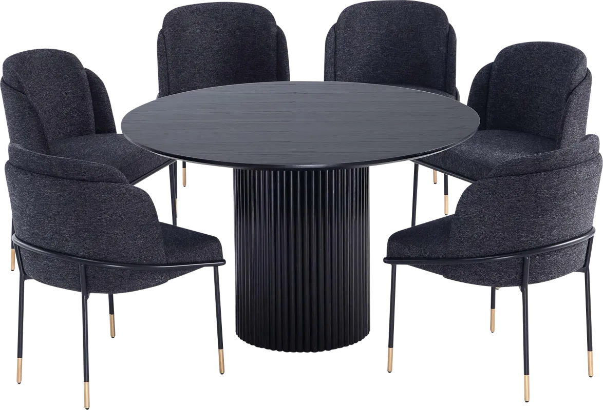 Bermuda Black and Black 7 Pc Dining Table Set