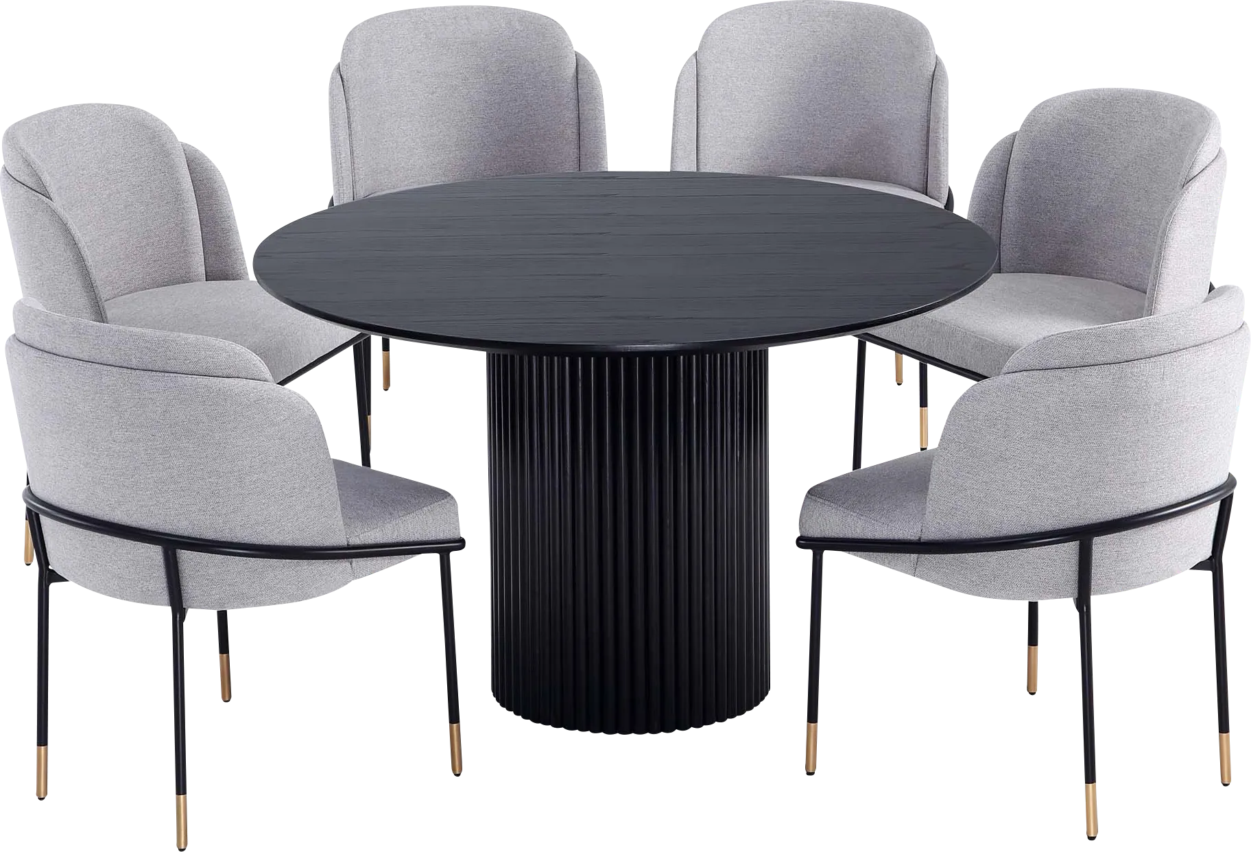 Bermuda Black and Gray 7 Pc Dining Table Set