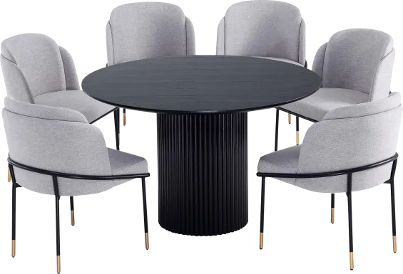 Bermuda Black and Gray 7 Pc Dining Table Set