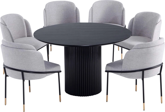 Bermuda Black and Gray 7 Pc Dining Table Set