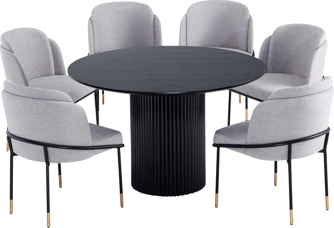 Bermuda Black and Gray 7 Pc Dining Table Set