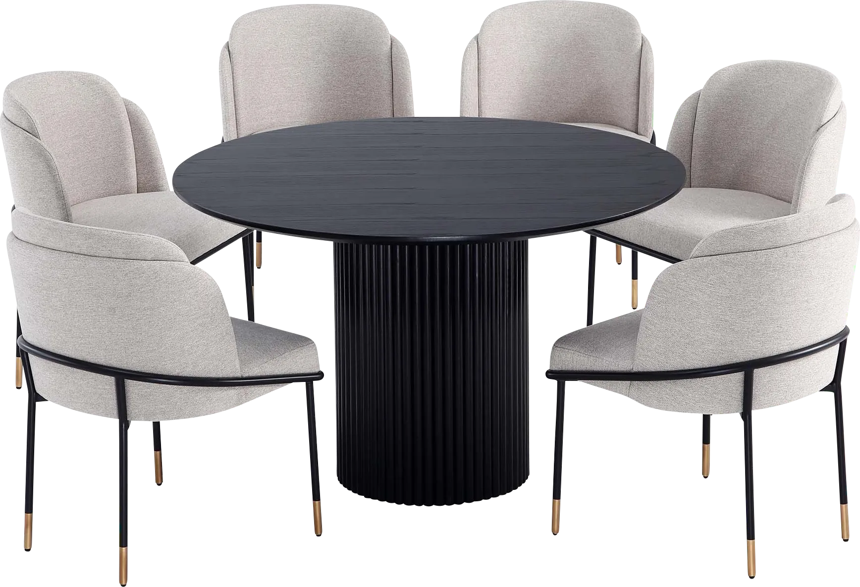 Bermuda Black and Beige 7 Pc Dining Table Set - Thumbnail - Image 1