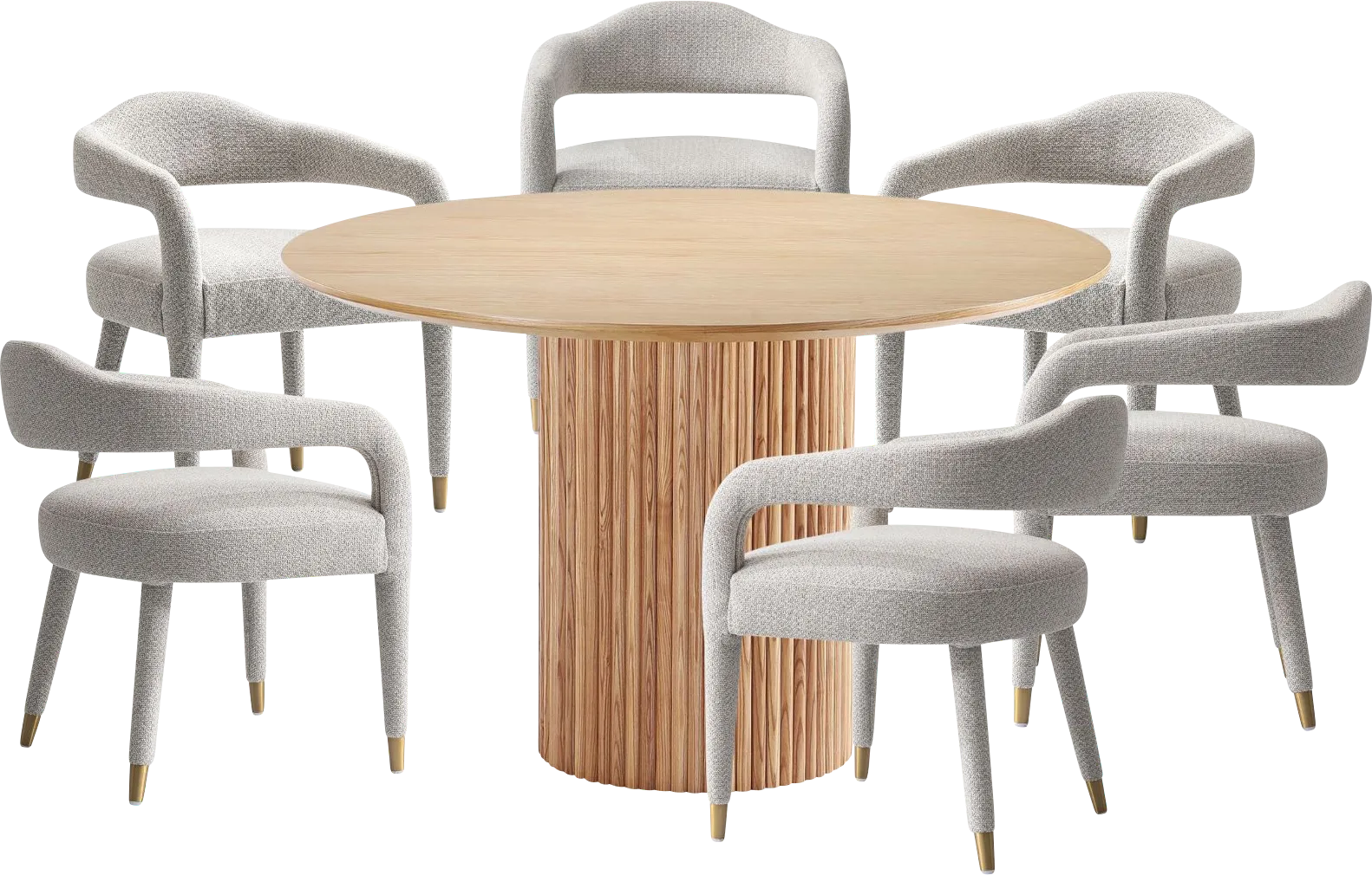 Barbette Natural and Silver 7 Pc Dining Table Set - Thumbnail - Image 1