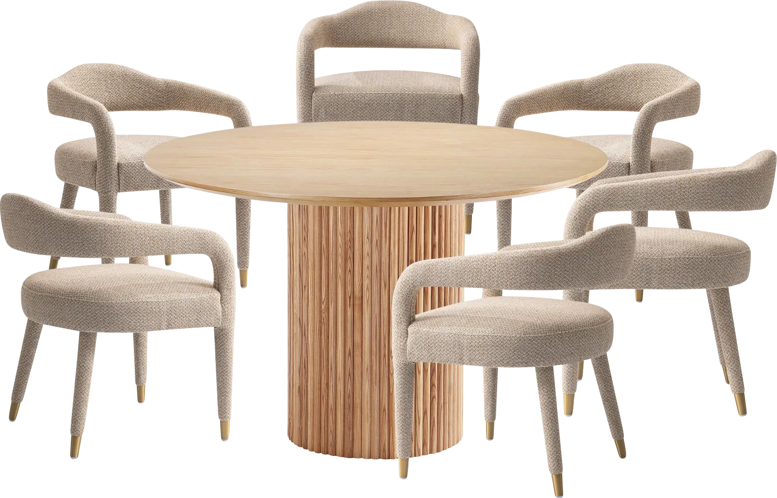 Barbette Natural and Gold 7 Pc Dining Table Set - Image 1