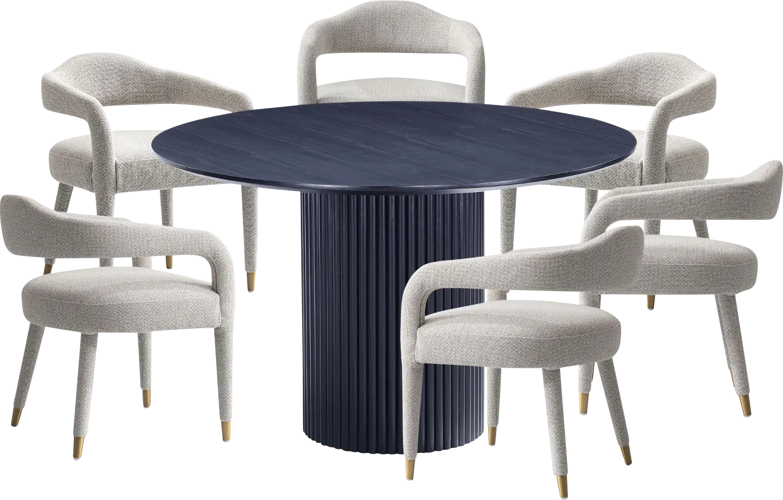 Barbette Black and Silver 7 Pc Dining Table Set - Image 1