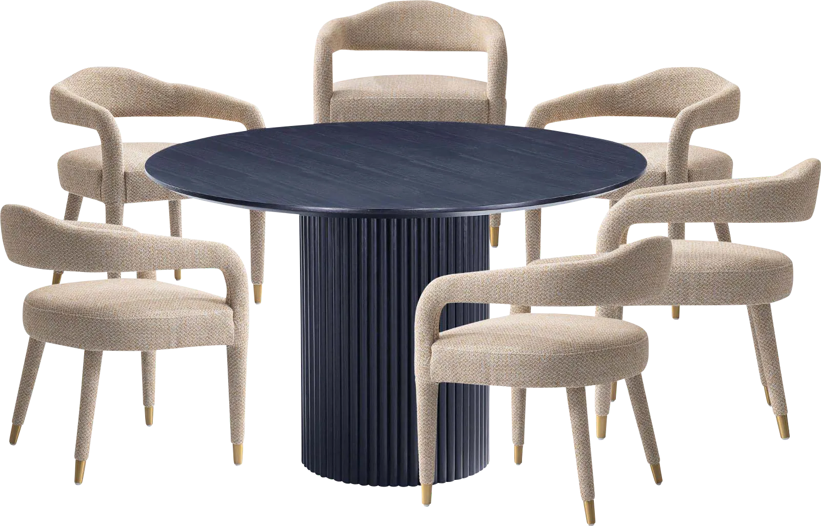 Barbette Black and Gold 7 Pc Dining Table Set - Image 1