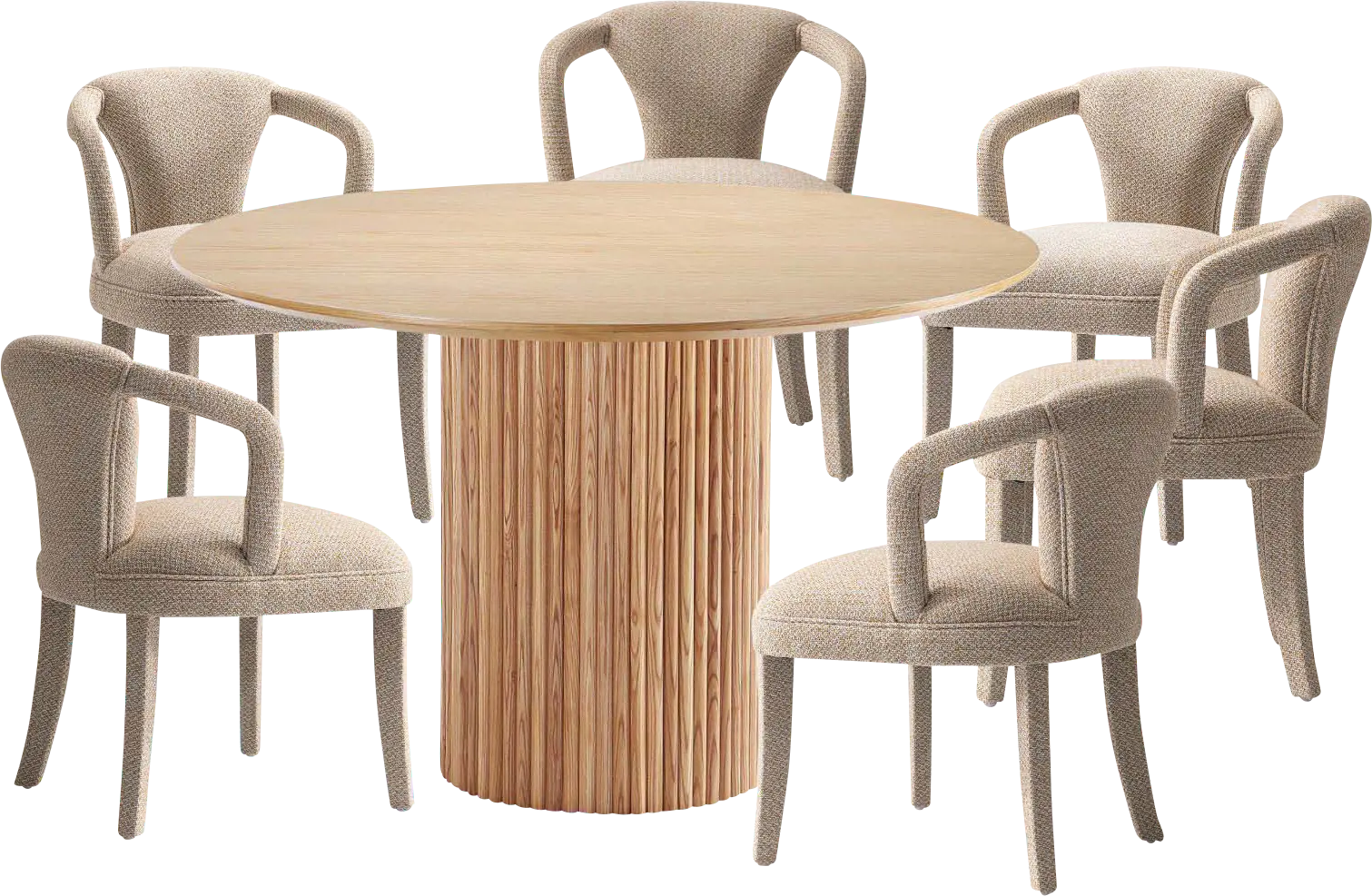 Enramada Natural and Gold 7 Pc Dining Table Set