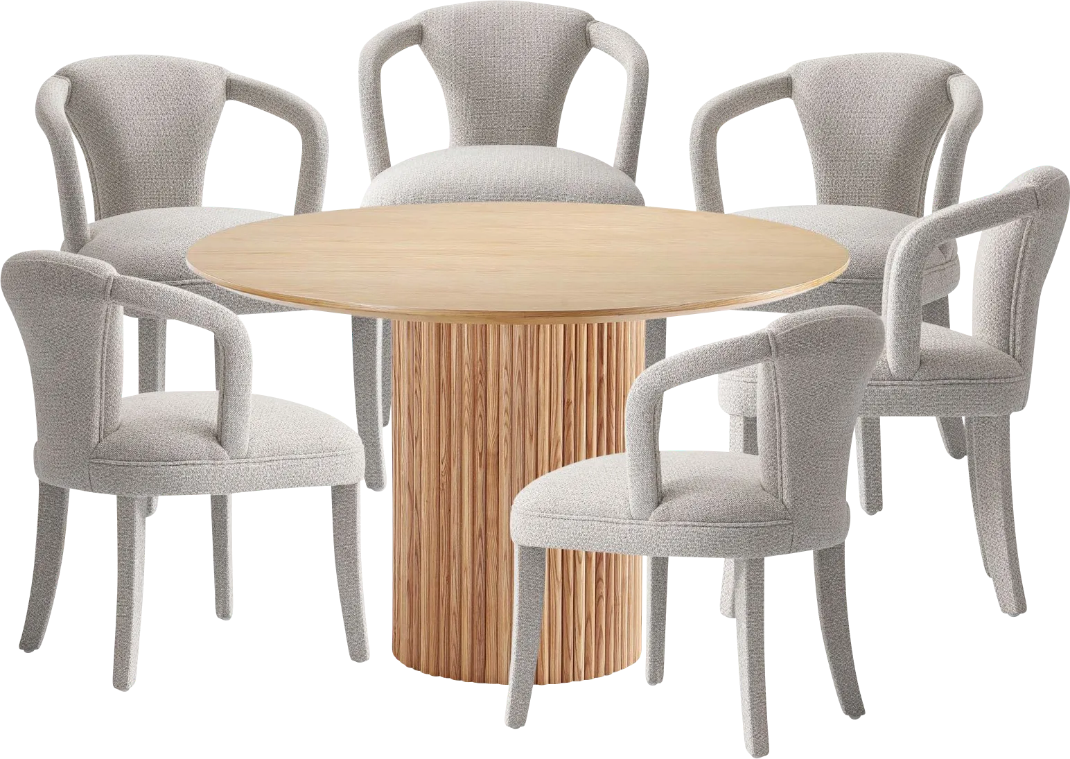 Enramada Natural and Silver 7 Pc Dining Table Set - Image 1