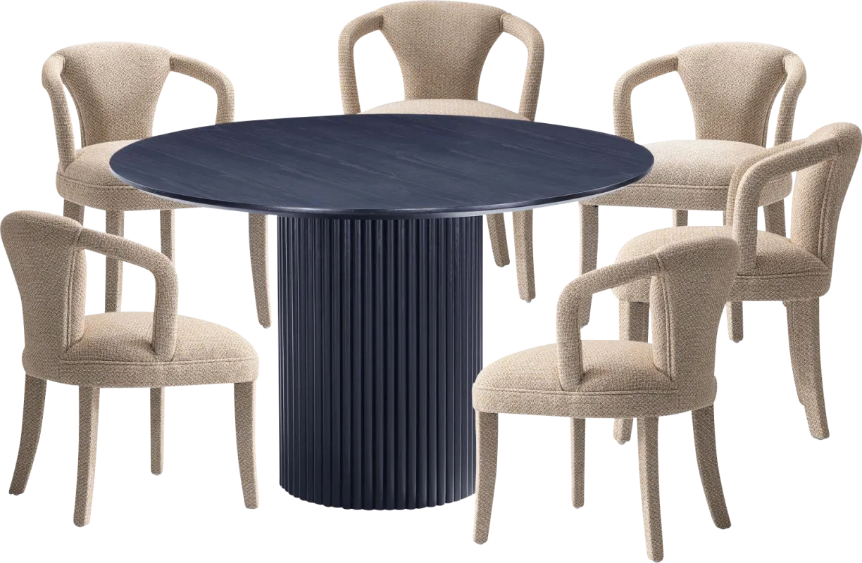 Enramada Black and Gold 7 Pc Dining Table Set