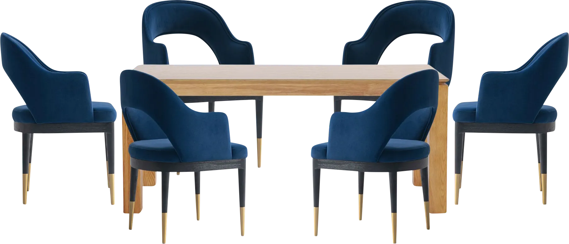 Fischbeck Natural and Blue 7 Pc Dining Table Set - Image 1