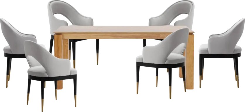 Fischbeck Natural and Light Gray 7 Pc Dining Table Set