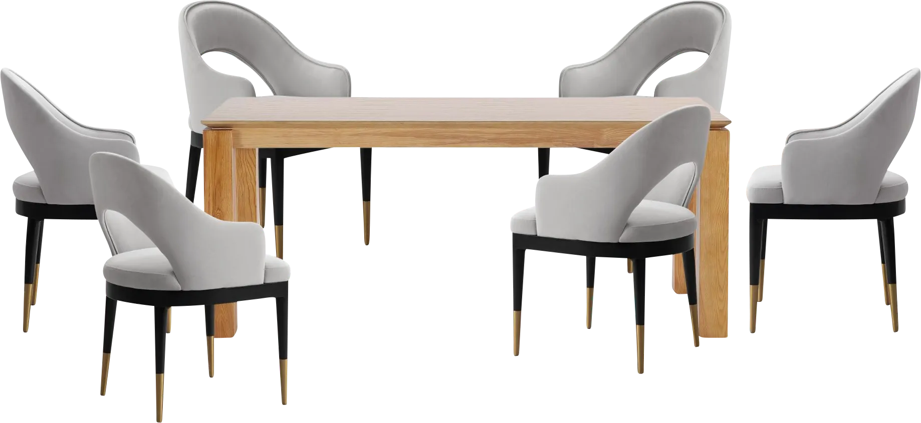 Fischbeck Natural and Light Gray 7 Pc Dining Table Set - Image 1