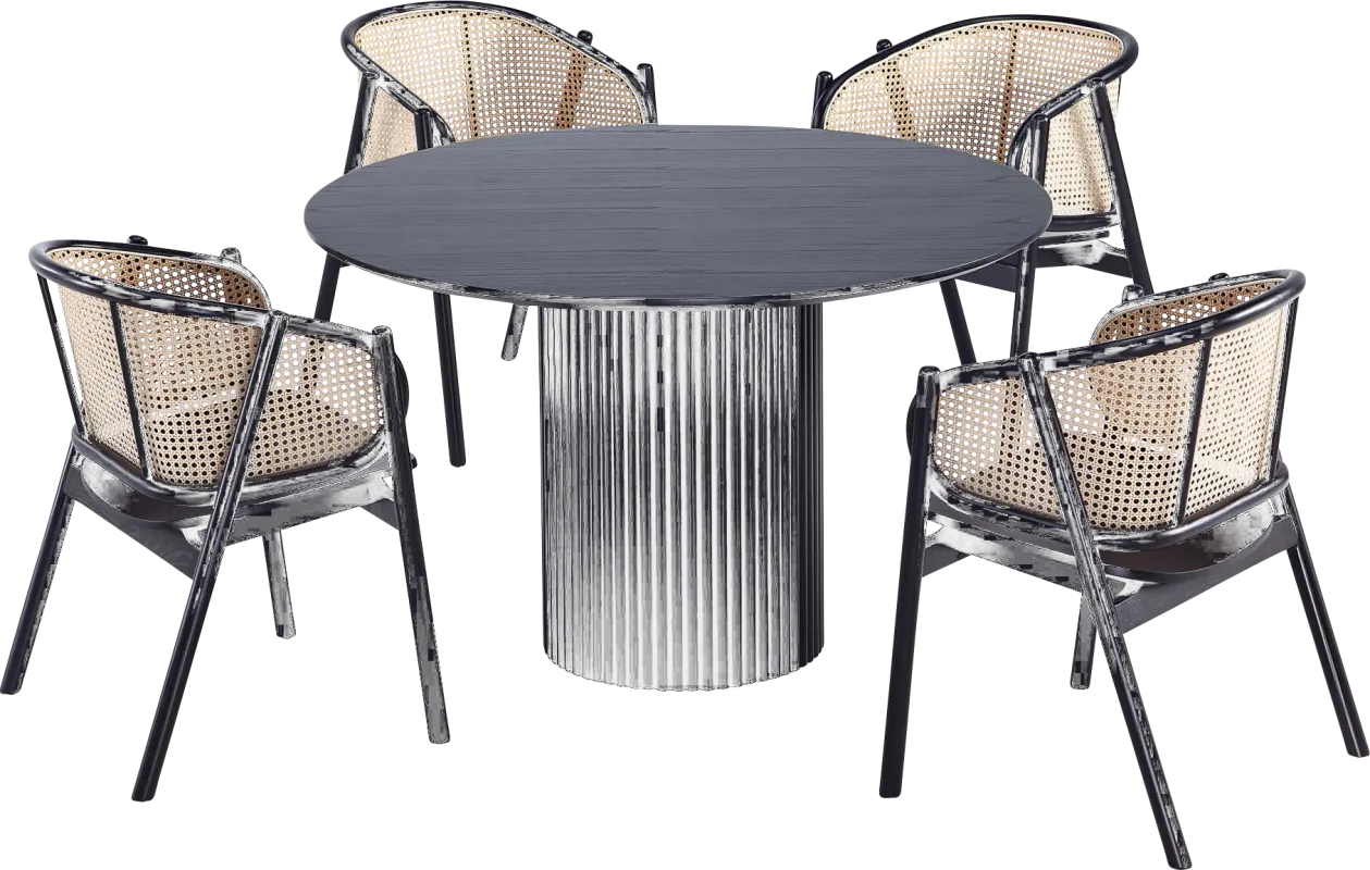 Arvern Black 5 Pc Dining Table Set