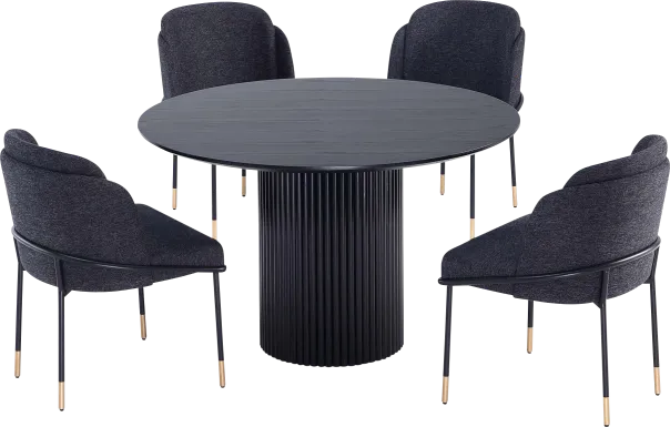 Bermunda Black and Black 5 Pc Dining Table Set
