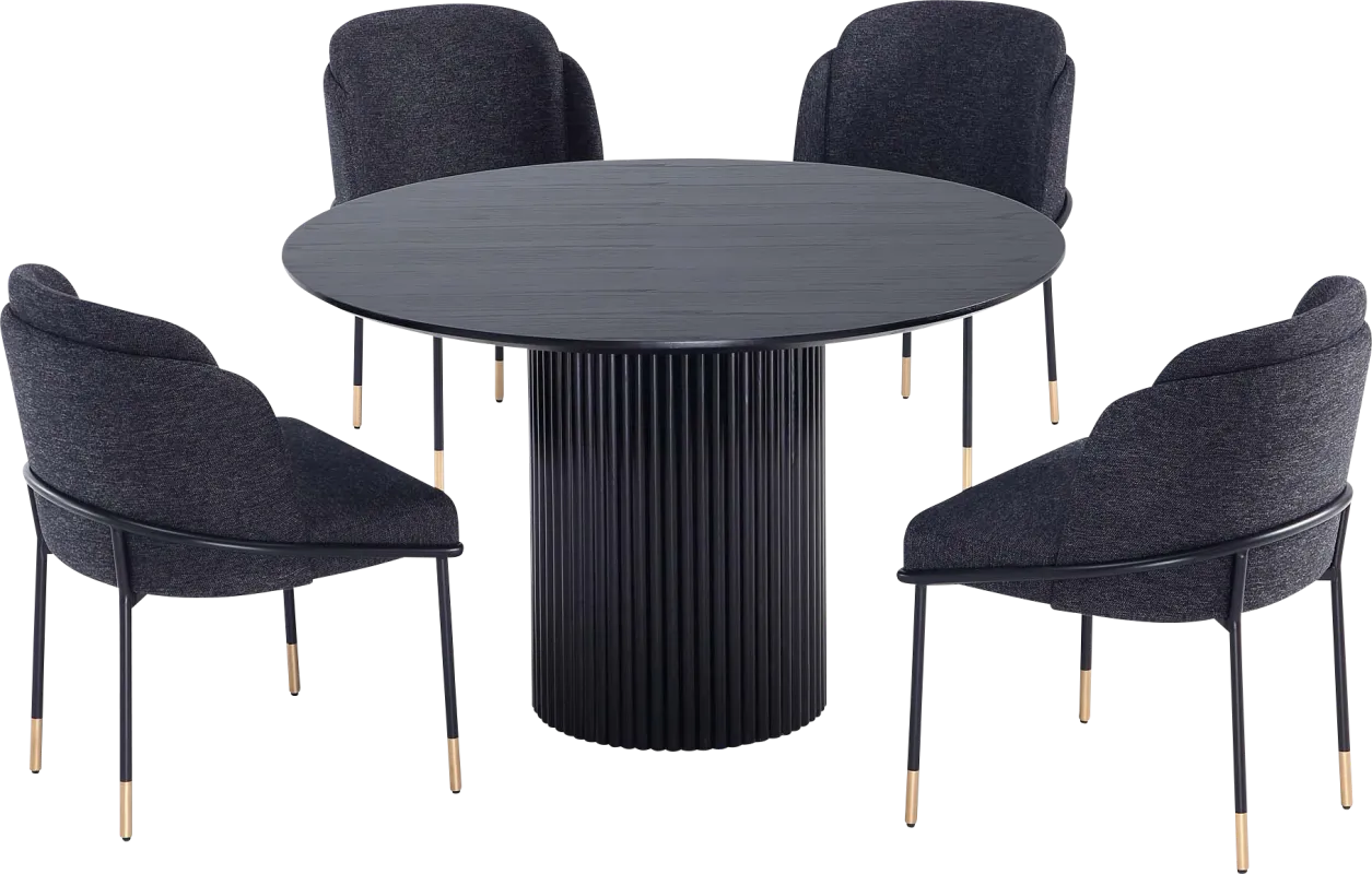 Bermunda Black and Black 5 Pc Dining Table Set