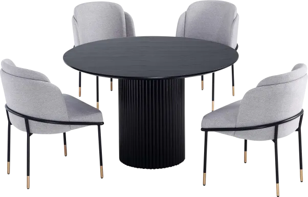 Bermunda Black and Gray 5 Pc Dining Table Set