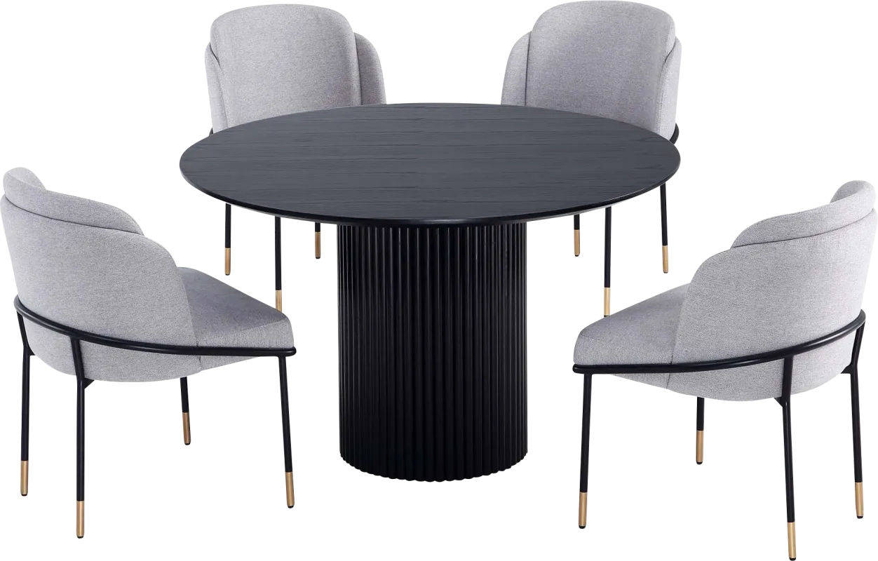 Bermunda Black and Gray 5 Pc Dining Table Set