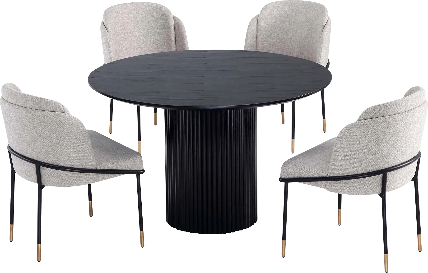 Bermunda Black and Beige 5 Pc Dining Table Set - Thumbnail - Image 1
