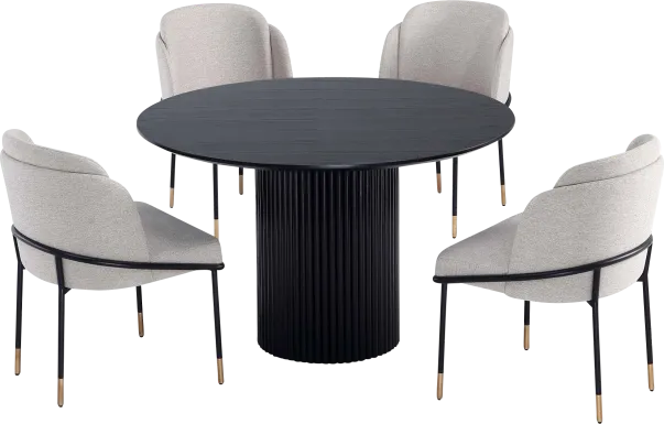 Bermunda Black and Beige 5 Pc Dining Table Set
