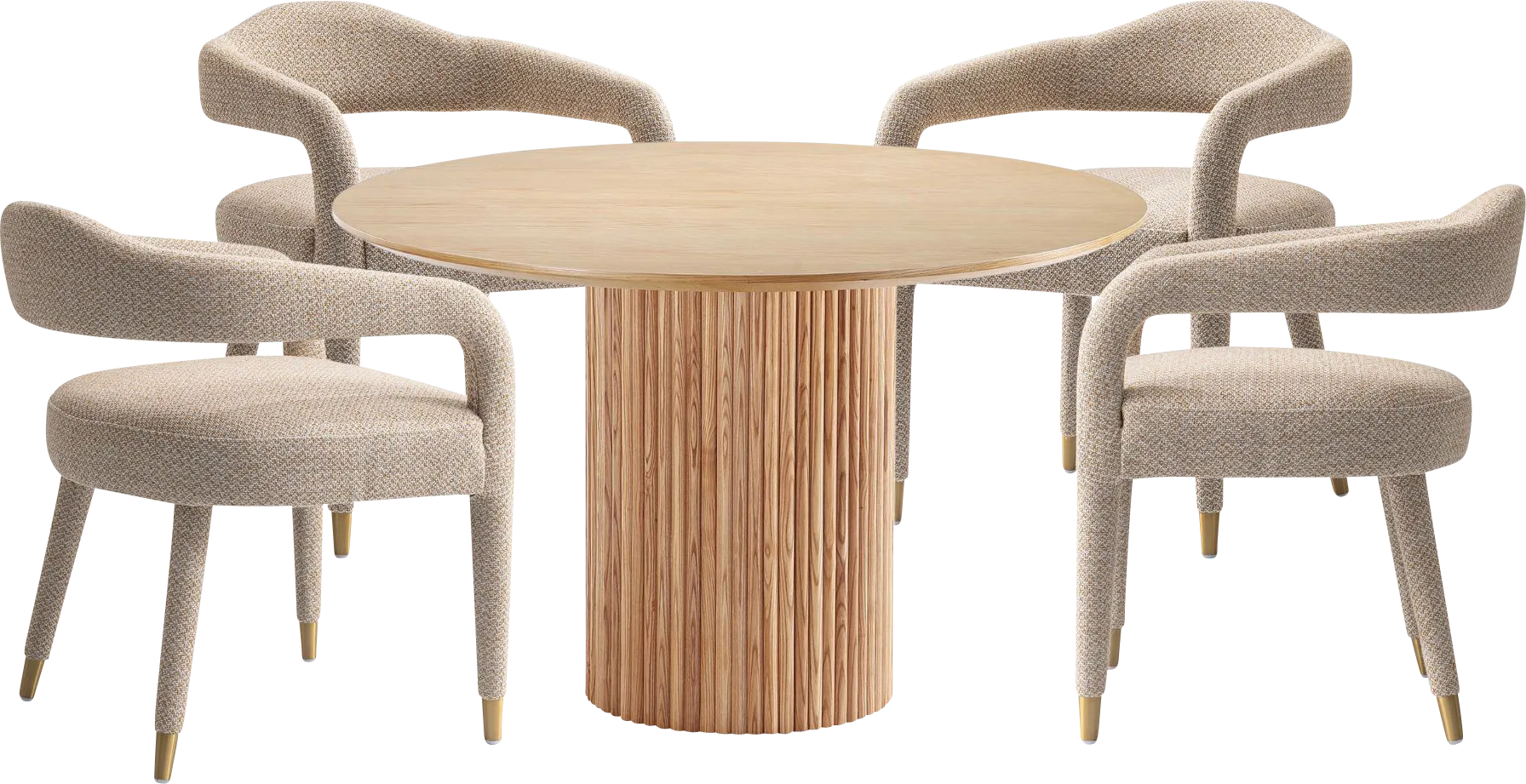 Barbette Natural and Gold 5 Pc Dining Table Set - Image 1