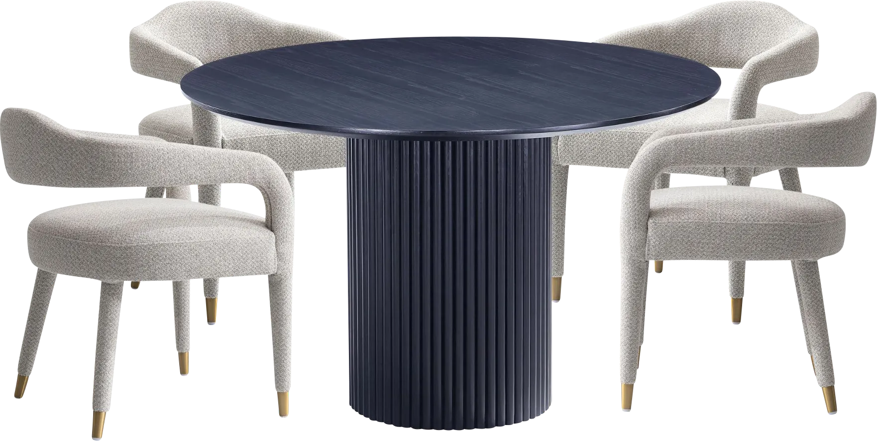 Barbette Black and Silver 5 Pc Dining Table Set - Thumbnail - Image 1