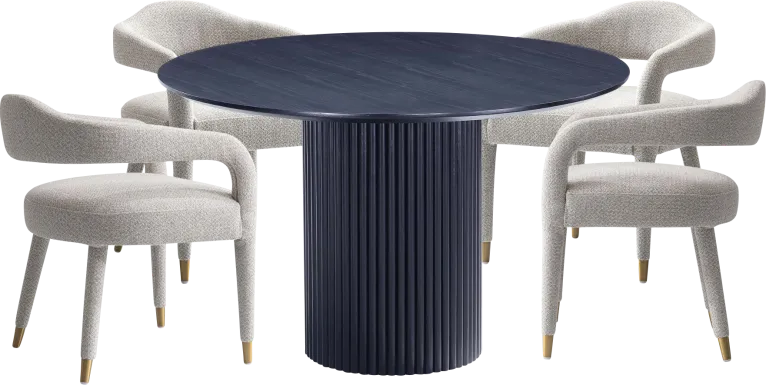 Barbette Black and Silver 5 Pc Dining Table Set