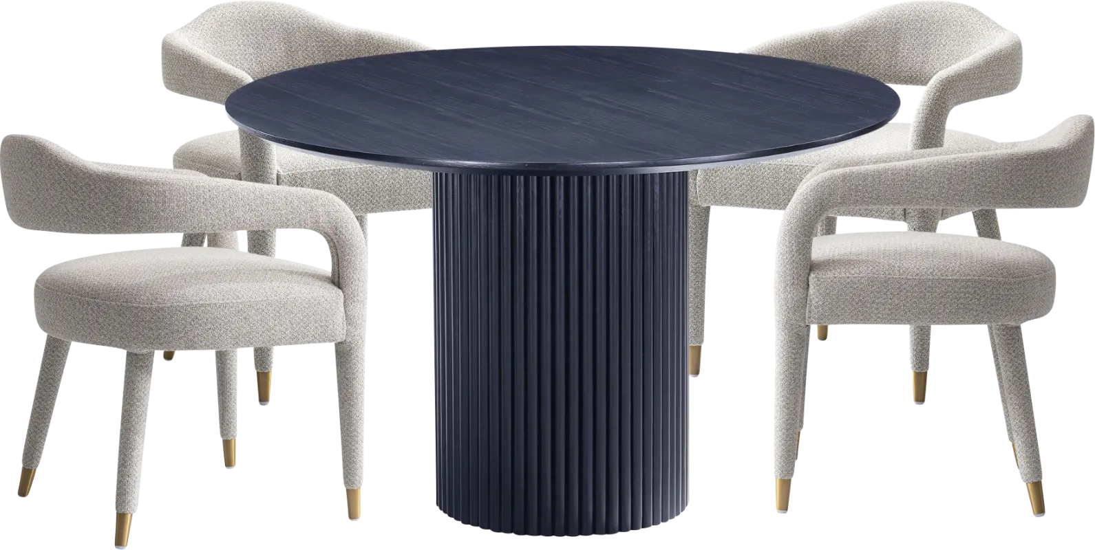 Barbette Black and Silver 5 Pc Dining Table Set