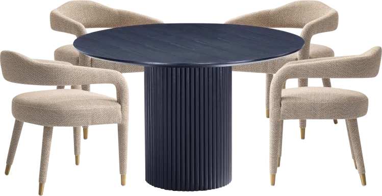 Barbette Black and Gold 5 Pc Dining Table Set